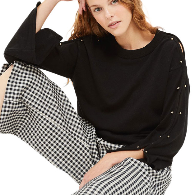 獨特風格 慵懶款袖釦開岔T恤上衣