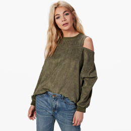 休閒時尚 百搭圓領挖肩上衣 (2色)