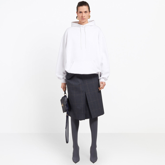 字母大廓形 中長版連帽運動衫經典衛衣