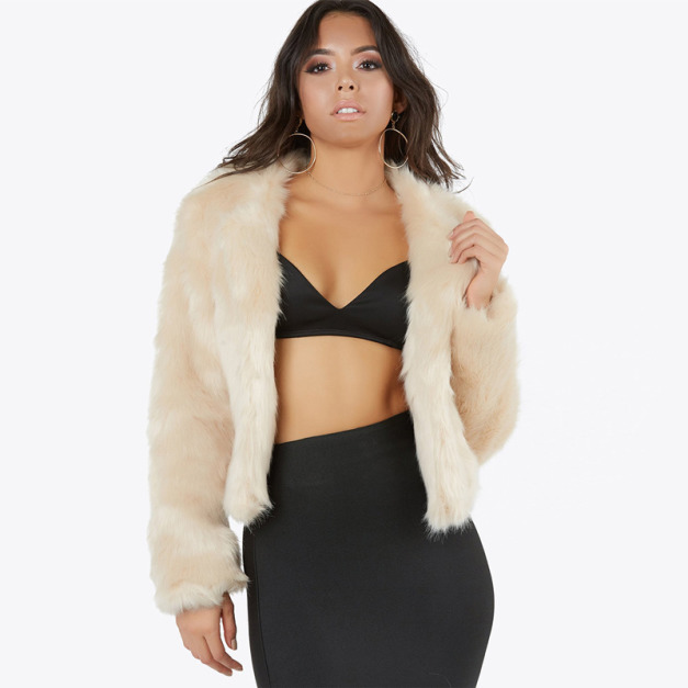 簡約百搭優雅仿皮草保暖外套