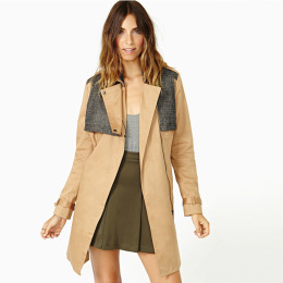 可拆式領 拉鍊門襟綁帶款風衣