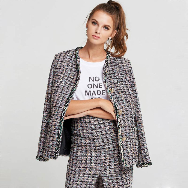 小香風 名媛麻花編織口袋西裝外套