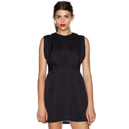 蕾絲拼接後背透視無袖連衣裙