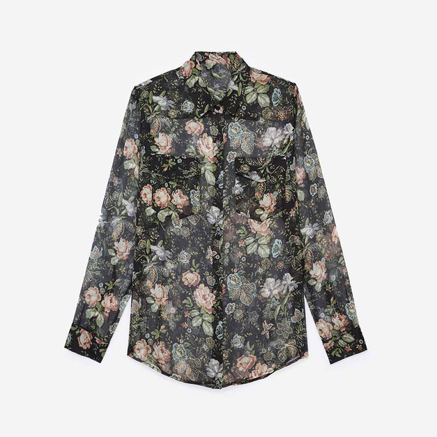 瑞麗花朵 微透款OL雪紡襯衫