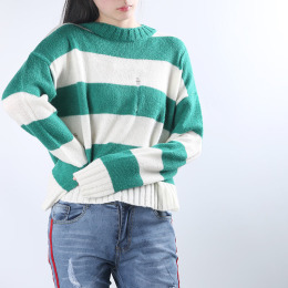 經典百搭 條紋百搭破洞毛衣 (2色)