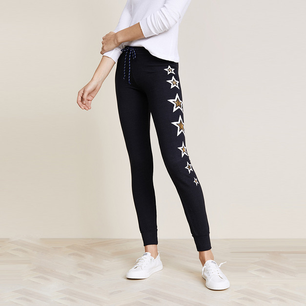 燙金星星印花緊身運動褲