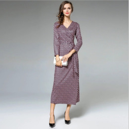 淑女風 修身顯瘦復古V領連身洋裝