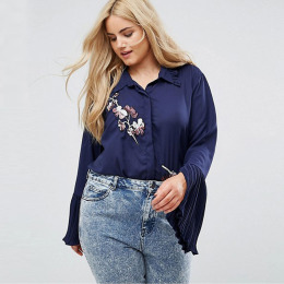 【大尺碼】歐風飄逸大喇叭袖襯衫