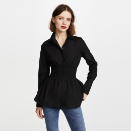 褶皺收腰百搭基本款襯衫