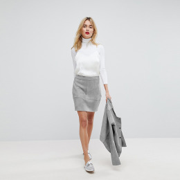 簡約麂皮絨直筒小短裙