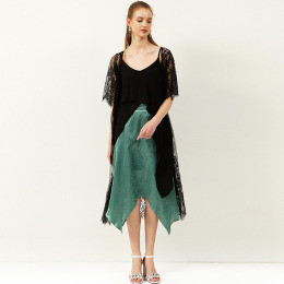 海邊度假風 蕾絲花邊中長版開衫小外套