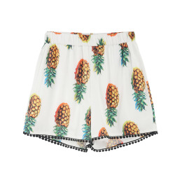 鳳梨印花沙灘度假風休閒短褲