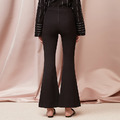 歐美街頭 高腰微喇叭開叉長褲_1