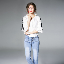 氣質淑女風 百搭V領設計感襯衫上衣