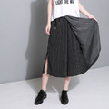 簡約小開叉 垂墜感假兩件雪紡七分裙寬褲 (2色)_1