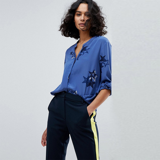 時尚百搭 星空感圓領寬鬆襯衫