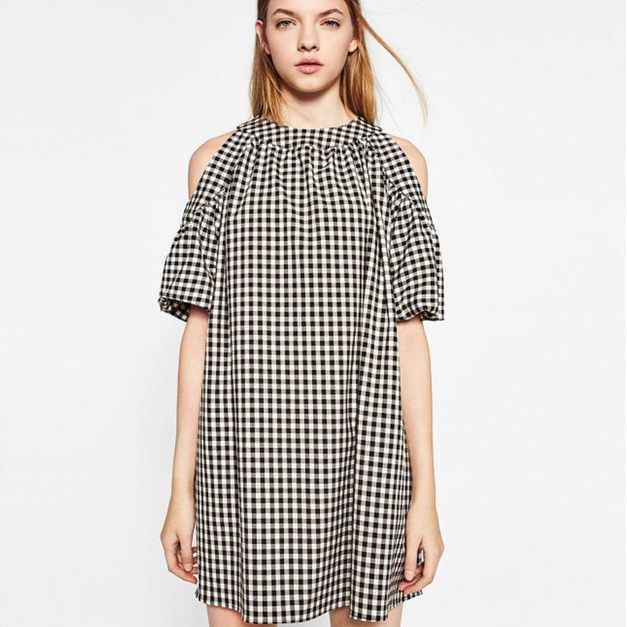 【大尺碼】休閒寬鬆 小露肩後綁帶直筒連身洋裝