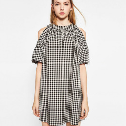 【大尺碼】休閒寬鬆 小露肩後綁帶直筒連身洋裝