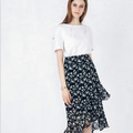 荷葉邊 小碎花魚尾不規則雪紡半身裙 (2色)_2