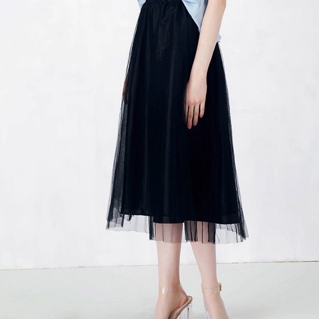 網紗長裙大擺百褶蓬蓬裙 (2色)