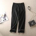撞色線條感高腰伸縮腰寬褲_2
