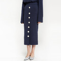 設計感簡約 氣質鈕釦開合式中長版針織裙