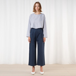 優雅短版 袖口綁帶長袖襯式上衣