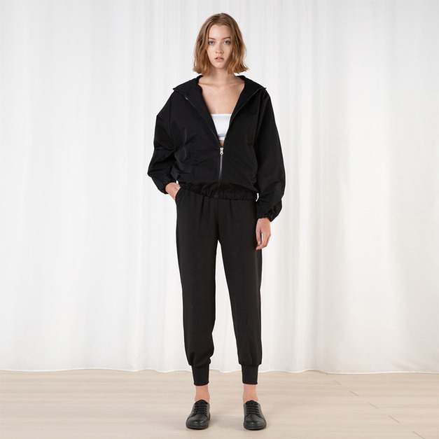 百搭款運動風連帽拉鍊黑夾克外套