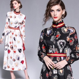 線條撞色 飄逸感開叉幾何風連身洋裝 (2色)