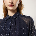 田園OL淑女風 點點微透感袖抽褶襯衫_1