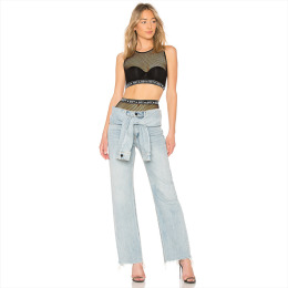 內外穿搭 網眼拼接性感微透字母風圓領背心式內衣