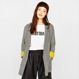 復古簡約風 內裡撞色經典格紋休閒西裝外套