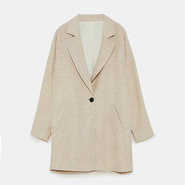 歐美鄉村風 簡約休閒翻領一粒釦亞麻西裝外套