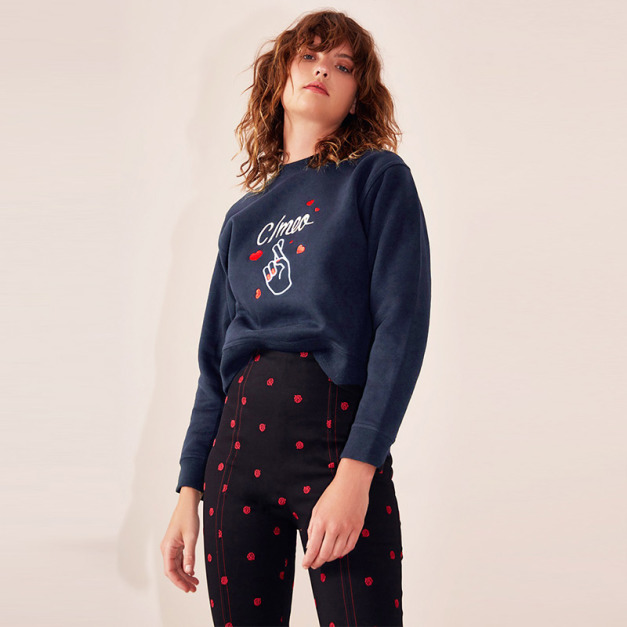 甜美可愛 趣味刺繡長袖衛衣