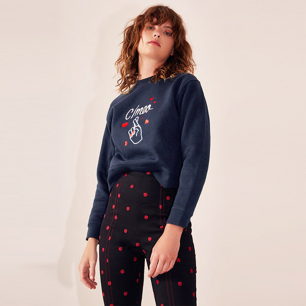 甜美可愛 趣味刺繡長袖衛衣