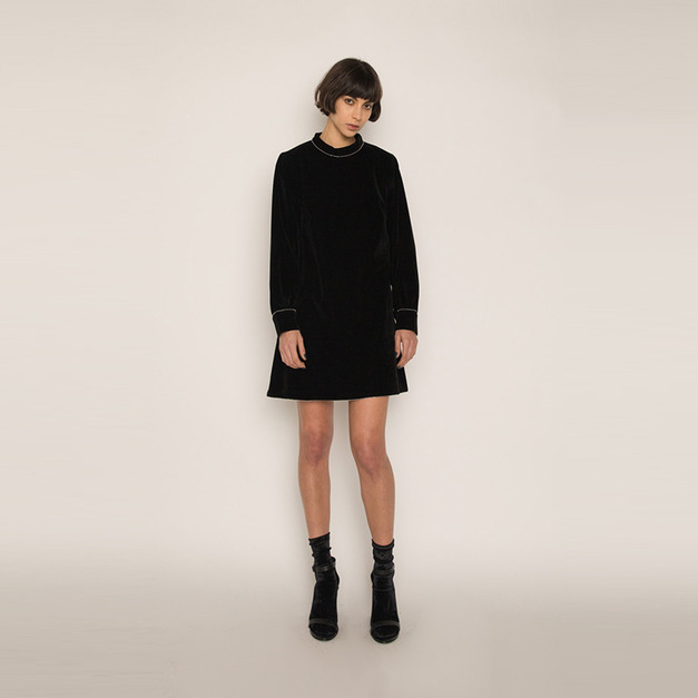 復古氣質 優雅感絲絨設計連身洋裝