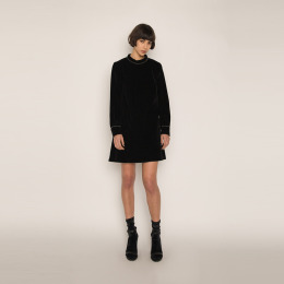 復古氣質 優雅感絲絨設計連身洋裝