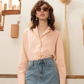 OL簡約慵懶 西裝領杏色百搭襯衫