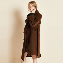 繫帶風 不對稱後開叉中長款大衣
