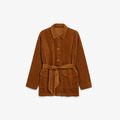 燈芯絨 復古氣質腰綁帶壓紋外套_1