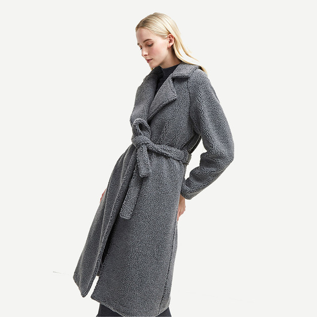 街頭風 寬鬆舒適繫帶絨毛厚外套