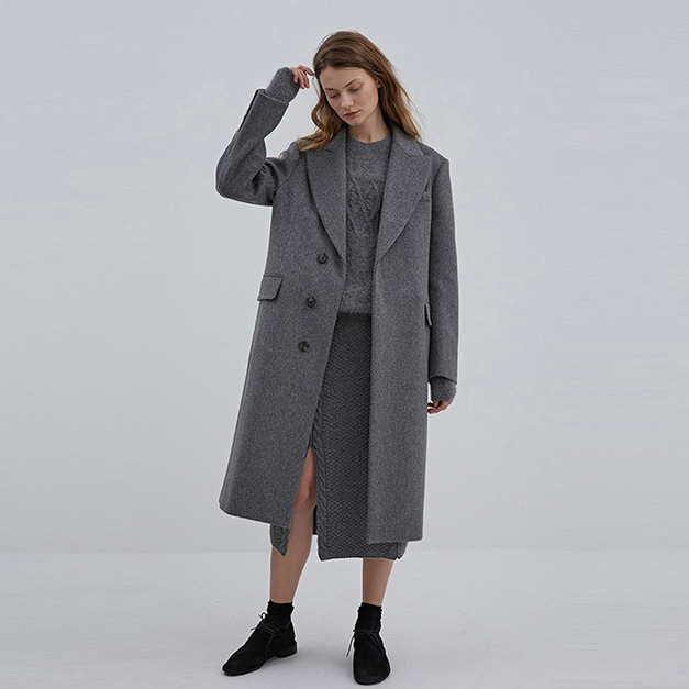 基本款中性修身顯瘦保暖毛呢外套大衣