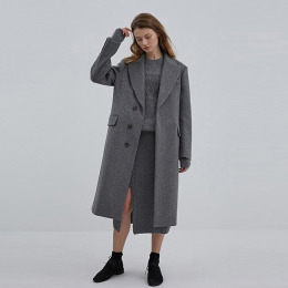 基本款中性修身顯瘦保暖毛呢外套大衣