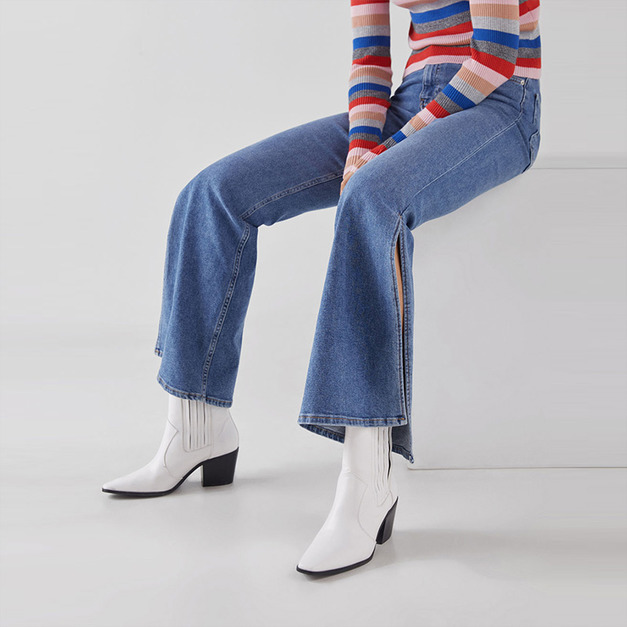 性感開叉 復古喇叭牛仔褲