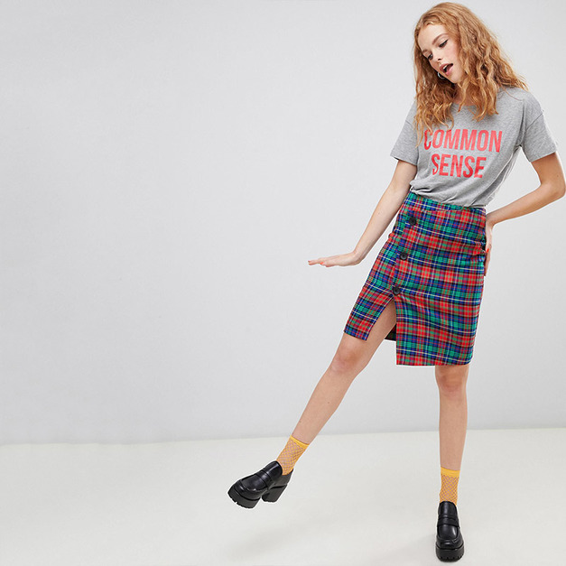 撞色字母印花 落肩圓領短袖休閒T恤