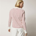 百搭細條紋 袖口翻折鈕釦設計針織衫 (2色)_2