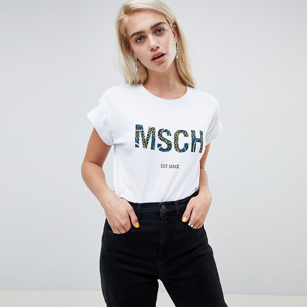 叢林字母設計 野性印花寬口捲邊袖上衣