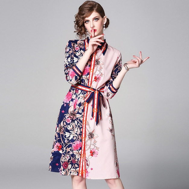 定位印花 涼感幾何風顯瘦襯式洋裝