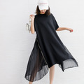 寬鬆優雅 雪紡壓摺風飄逸短袖洋裝_2