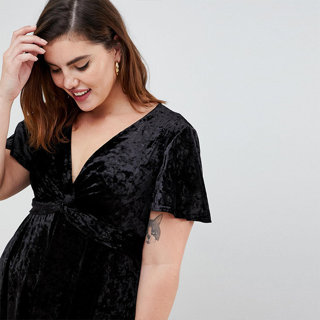 【大尺碼】打結V領 百搭OL氣質洋裝